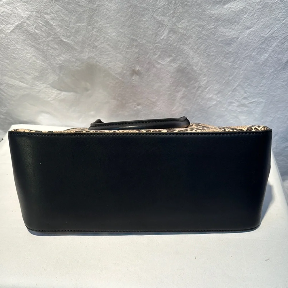 a new day Cream and Black Satchel with Classic Dome Shape